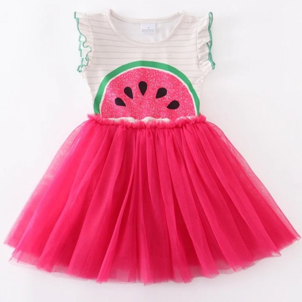 Boutique Watermelon Girls Short Sleeve Tutu Dress